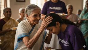 Poor elderly people living in an old age home in need of care and support